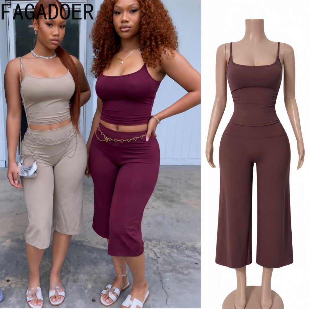 Suspender Tank Top - FAGADOER INS Модный женский комплект из