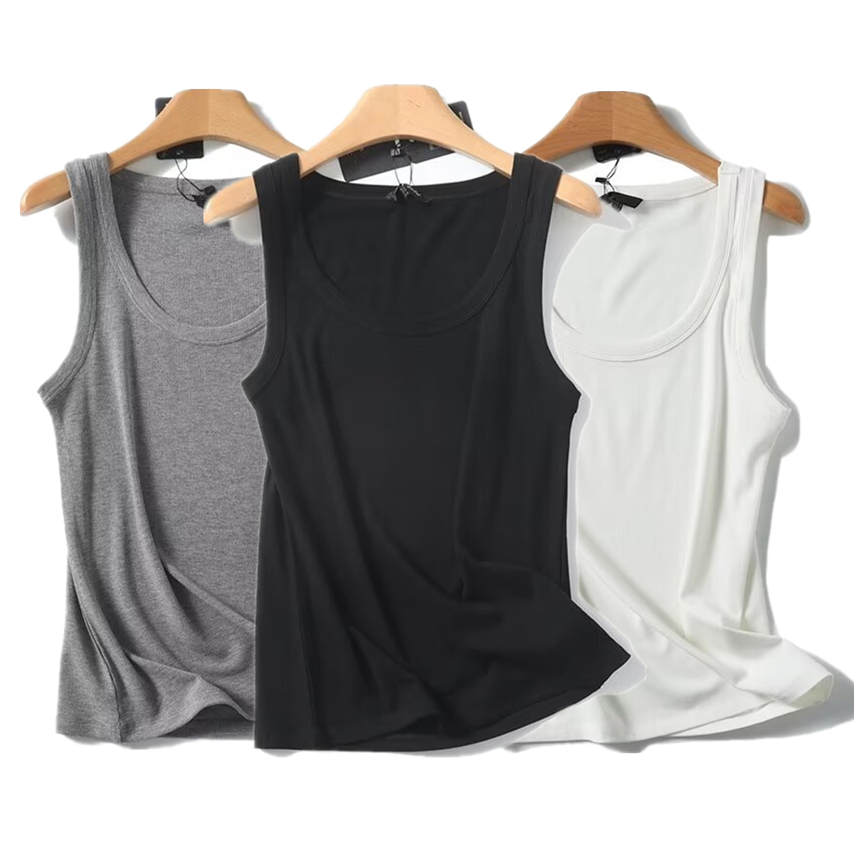 Tank Top Ribbed - Maxdutti однотонные приталенные летние футболки для