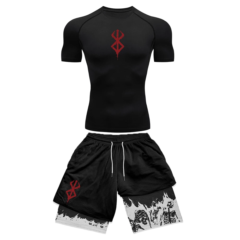 Compression Shorts Athletes - Мужской компрессионный спортивный комплект с 3D-принтом