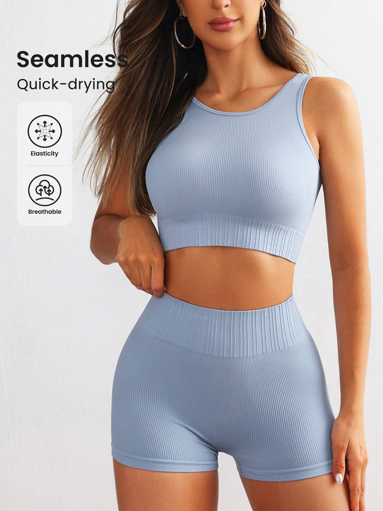 Tank Top Ribbed - Женский бесшовный комплект для йоги: укороченный