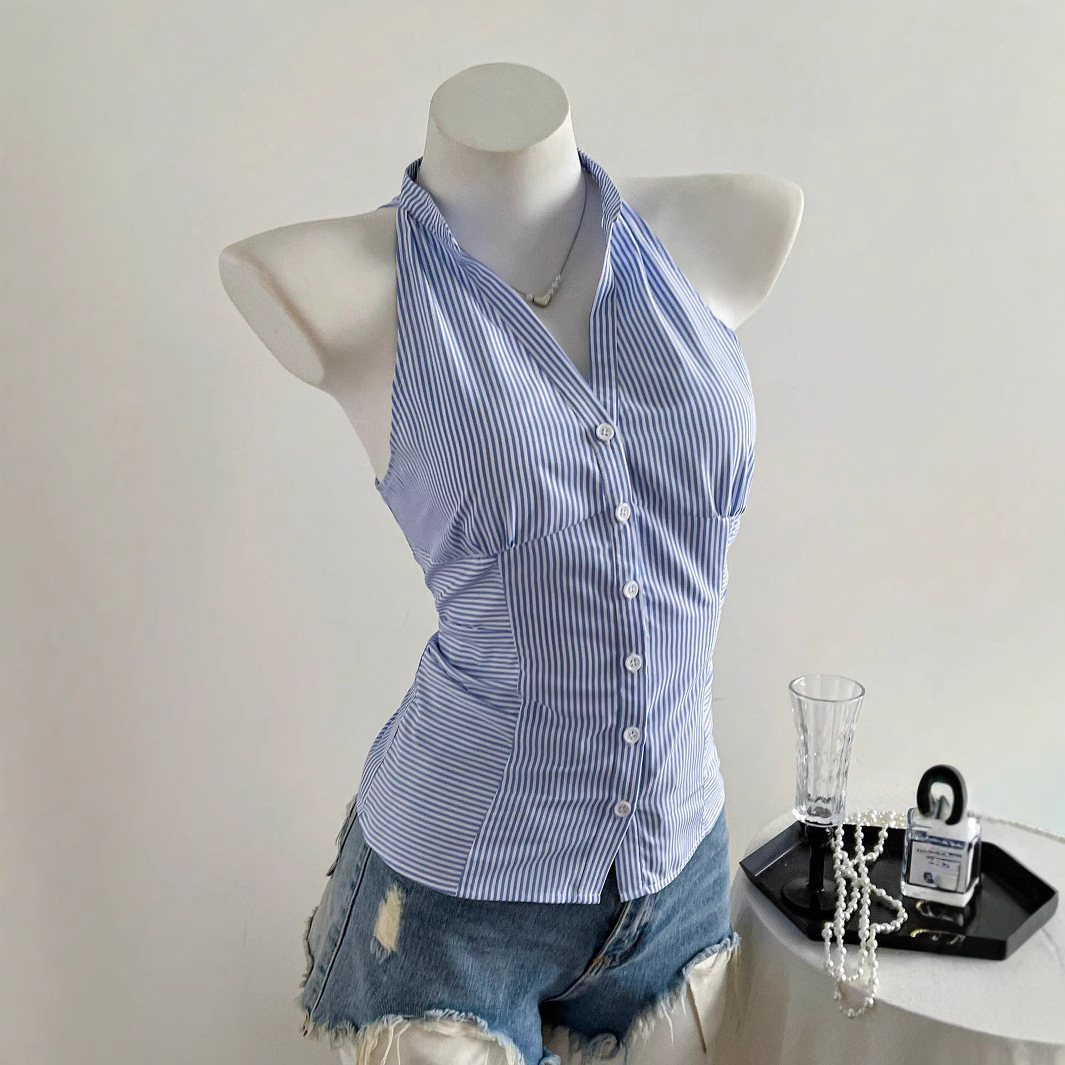 Сине-белая полосатая блузка бе – обзор и цена Sleeveless Undershirt